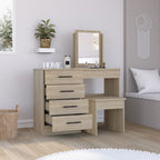 Mueble de Tocador Kaia, Rovere y Blanco Marqueza, con cuatro amplios cajones organizadores - vista 4