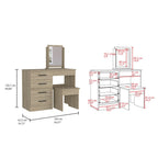 Mueble de Tocador Kaia, Rovere y Blanco Marqueza, con cuatro amplios cajones organizadores - vista 5
