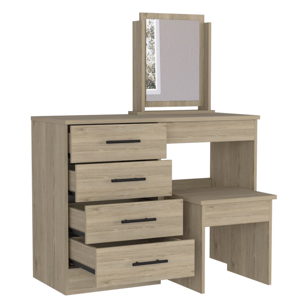 Mueble de Tocador Kaia, Rovere y Blanco Marqueza, con cuatro amplios cajones organizadores - vista 1