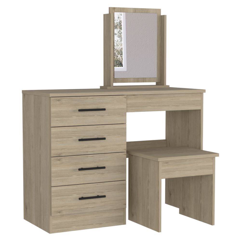 Mueble de Tocador Kaia, Rovere y Blanco Marqueza, con cuatro amplios cajones organizadores - vista 2