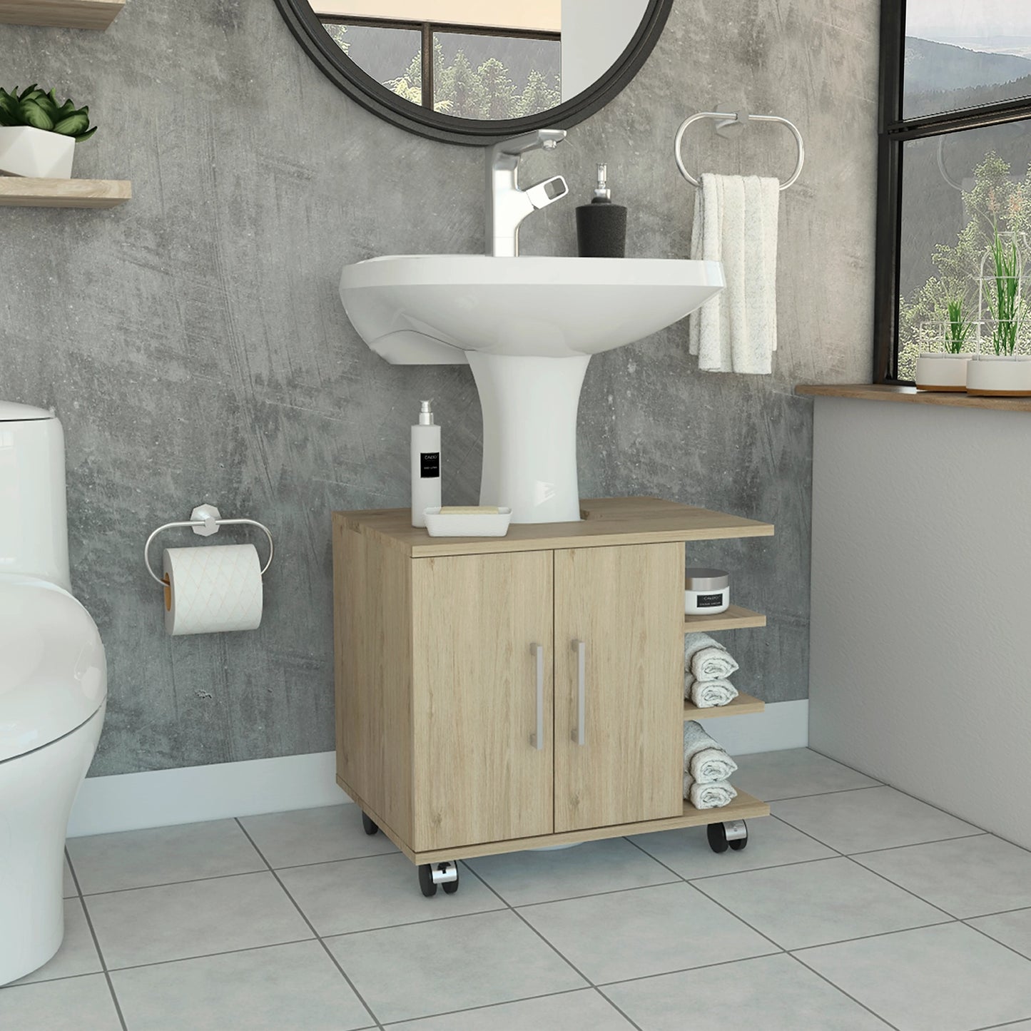 Optimizador Lavamanos Bath 300 2 Puertas - Rovere / Blanco