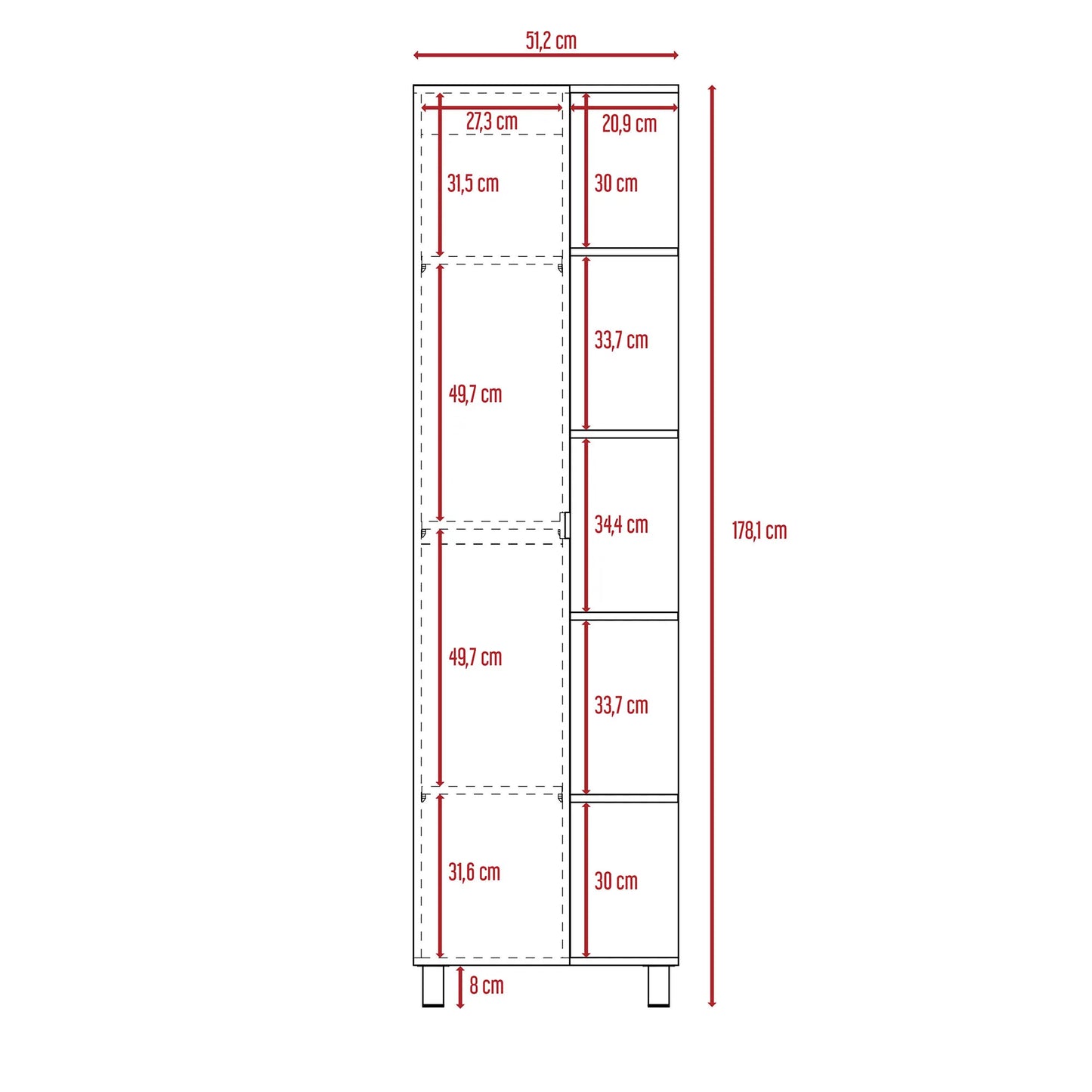 Optimizador Bath 300 1 Puerta - Rovere / Blanco