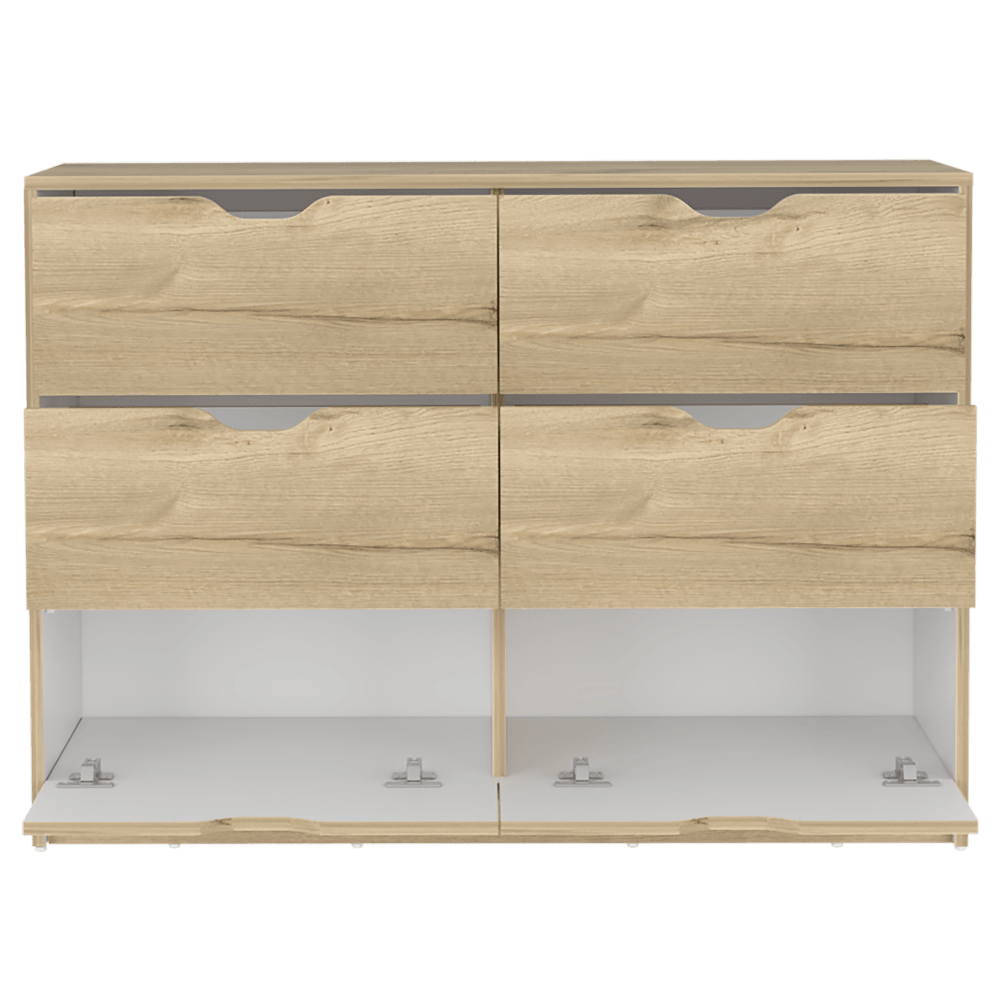Comoda Cuatro Cajones Brasilea, Duna y Blanco Duqueza, con cuatro cajones multiusos deslizables - vista 4