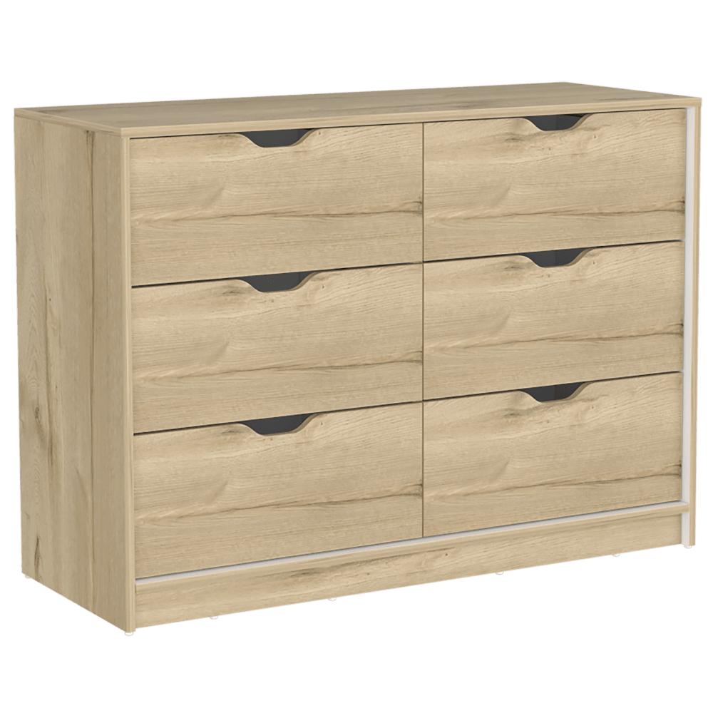 Comoda Cuatro Cajones Brasilea, Duna y Blanco Duqueza, con cuatro cajones multiusos deslizables - vista 5