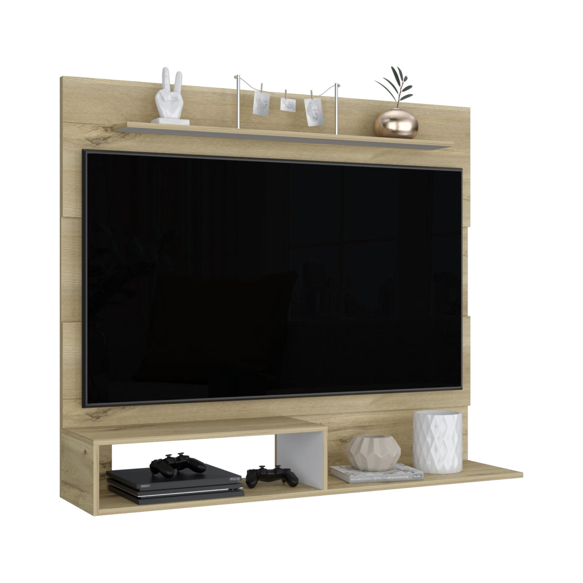 Panel de Tv Ascher, Duna y Blanco Duqueza, con Espacio Para Televisor de Hasta 55 Pulgadas - vista 1