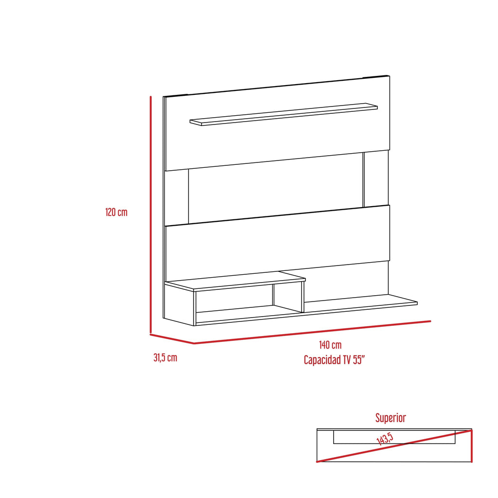 Panel de Tv Ascher, Blanco, con Espacio Para Televisor de Hasta 55 Pulgadas - vista 7