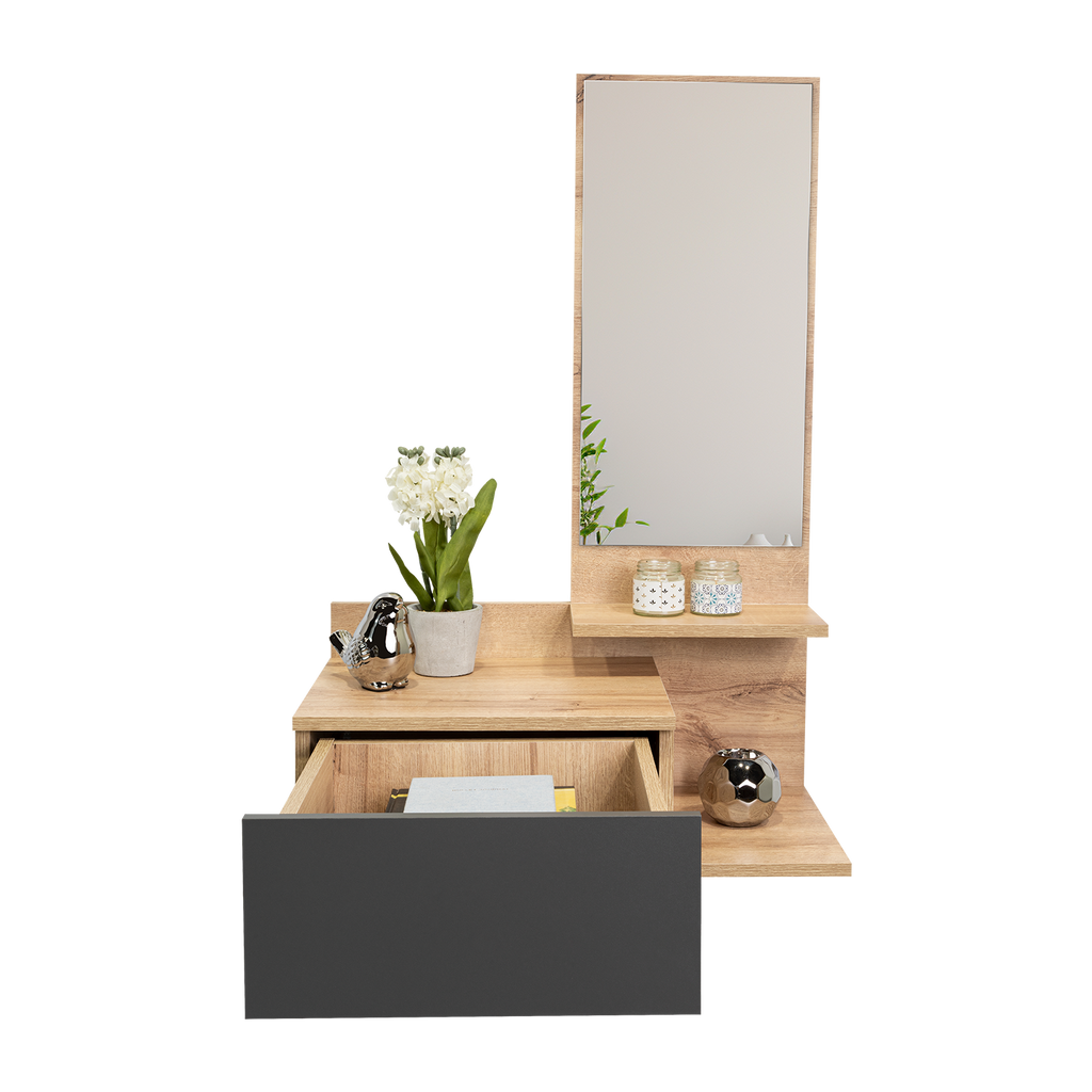 Mesa Flotante Recibidor Viena, Café Claro y Plata Oscuro, con un Cajón - vista 6