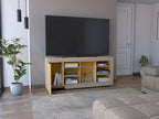 Mesa Para Tv Sahar, Café Claro y Cocoa, para Tv de hasta 65" con una Puerta Abatible y Tres Entrepaños - vista 4