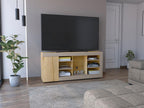 Mesa Para Tv Sahar, Café Claro y Cocoa, para Tv de hasta 65" con una Puerta Abatible y Tres Entrepaños - vista 3