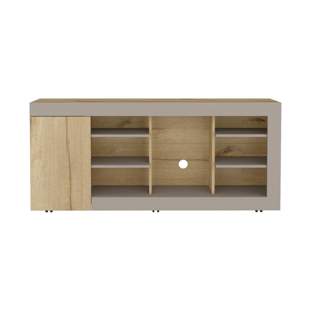 Mesa Para Tv Sahar, Café Claro y Cocoa, para Tv de hasta 65" con una Puerta Abatible y Tres Entrepaños - vista 6