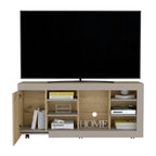 Mesa Para Tv Sahar, Café Claro y Cocoa, para Tv de hasta 65" con una Puerta Abatible y Tres Entrepaños - vista 2