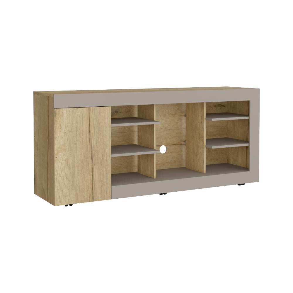 Mesa Para Tv Sahar, Café Claro y Cocoa, para Tv de hasta 65" con una Puerta Abatible y Tres Entrepaños - vista 5