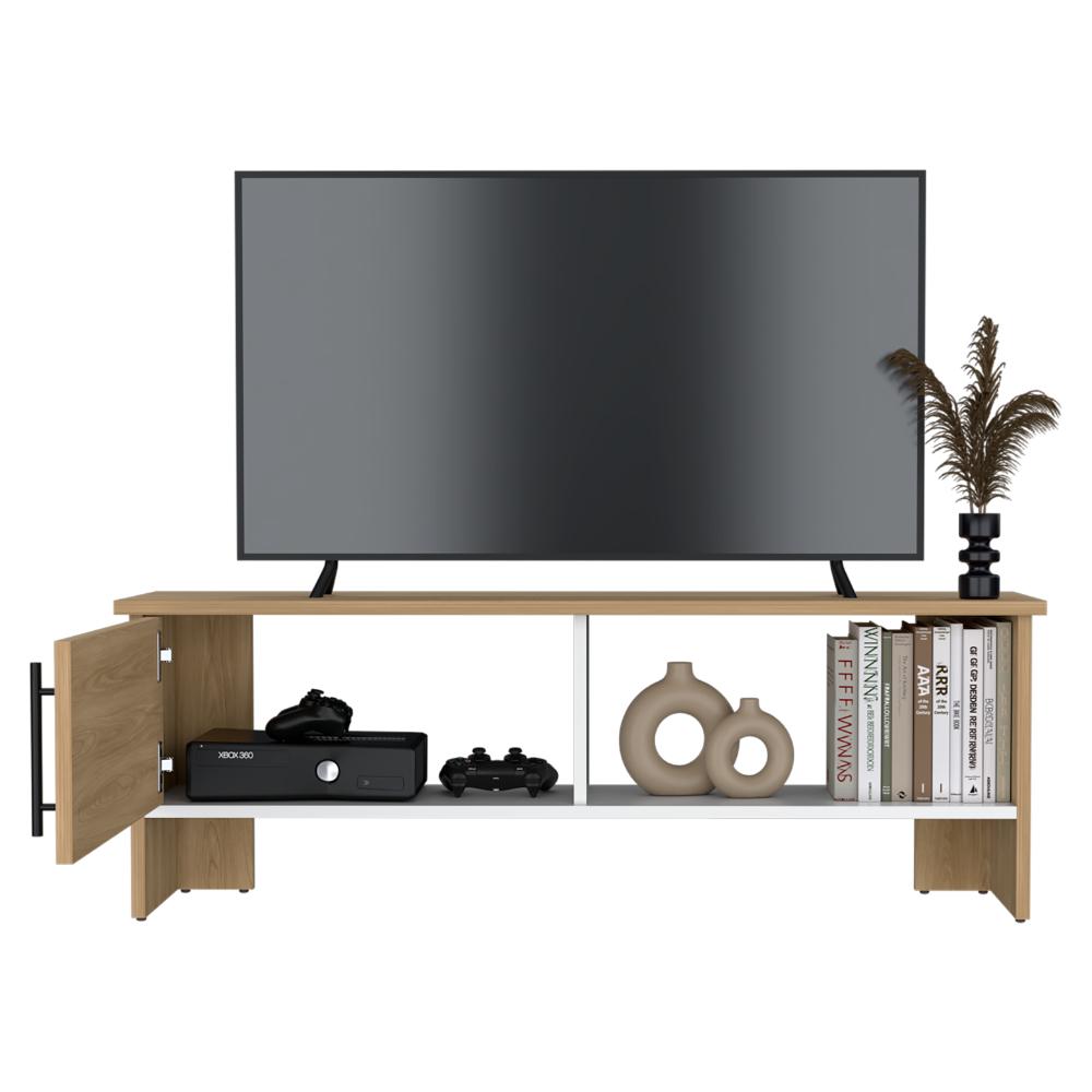 Mesa Tv Navi, Fresno Europeo y Blanco Duqueza, Para Televisor Hasta 55 Pulgadas Con Puerta - vista 4