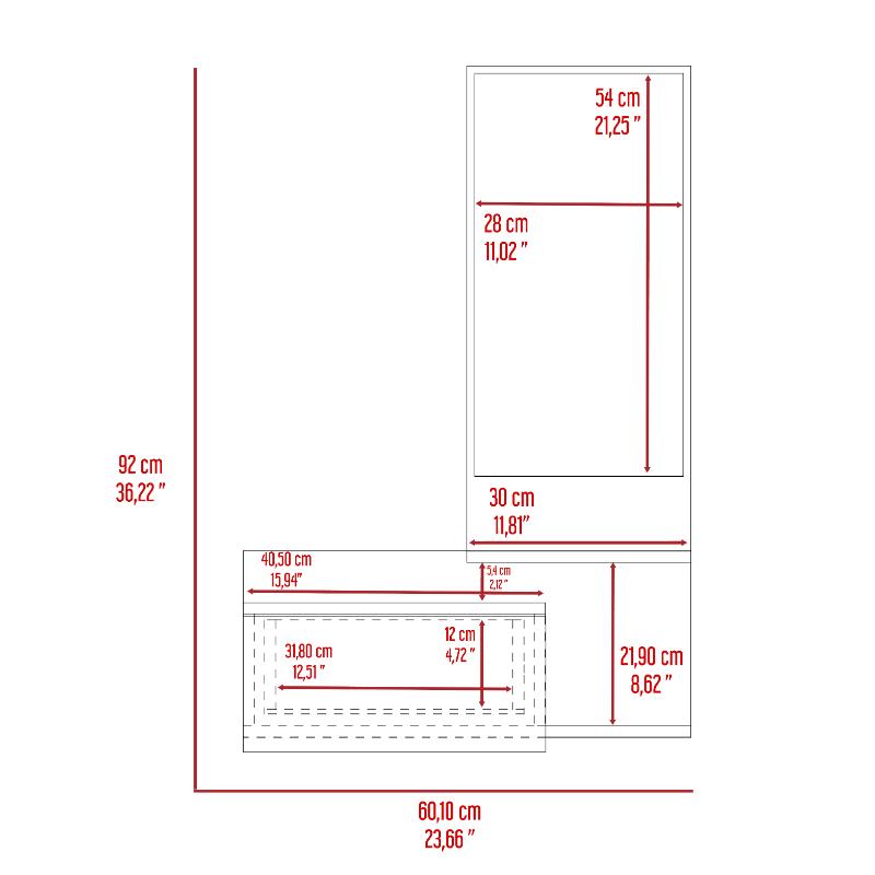 Mueble Recibidor Vienna, Recibidor Viena, Blanco, con un Cajón - vista 16