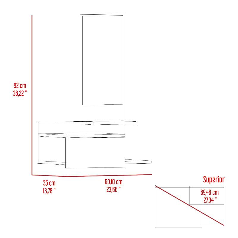 Mueble Recibidor Vienna, Recibidor Viena, Blanco, con un Cajón - vista 15