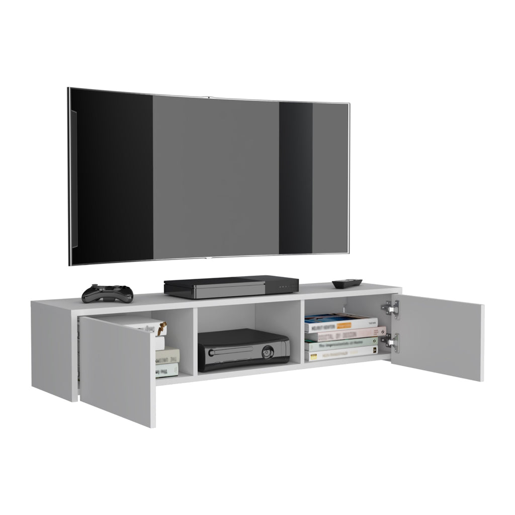 Rack Para Tv Flotante Gleid, Blanco, con Dos Puertas Abatibles - vista 4