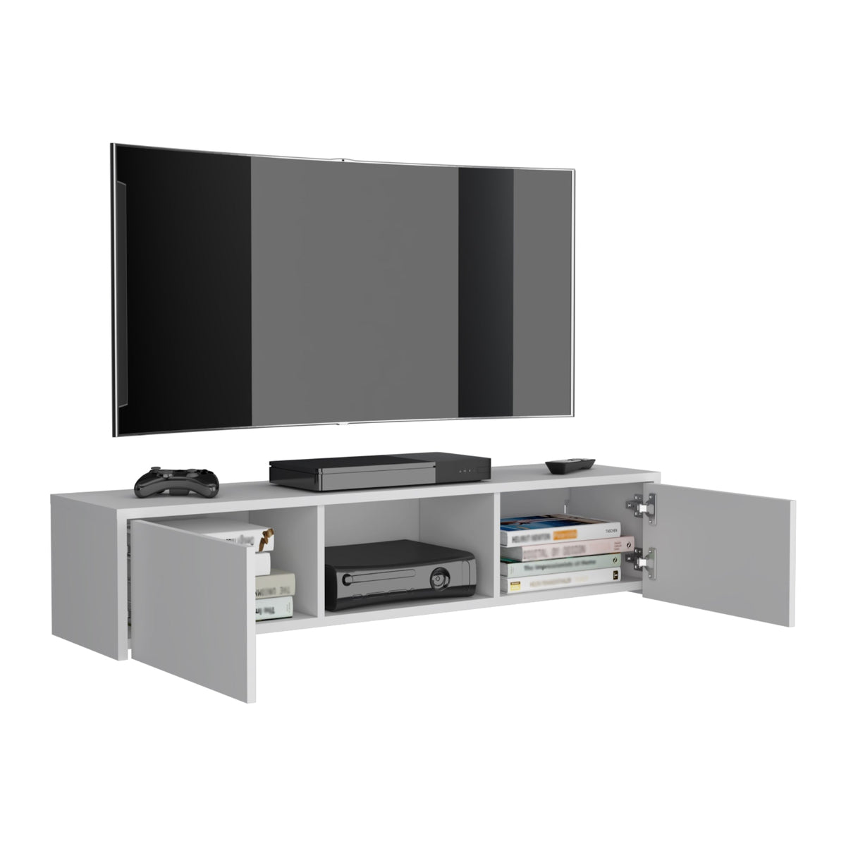 Rack Para Tv Flotante Gleid, Blanco, con Dos Puertas Abatibles - vista 4