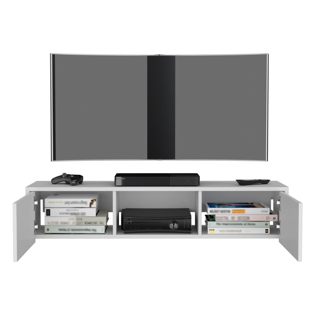 Rack Para Tv Flotante Gleid, Blanco, con Dos Puertas Abatibles - vista 3