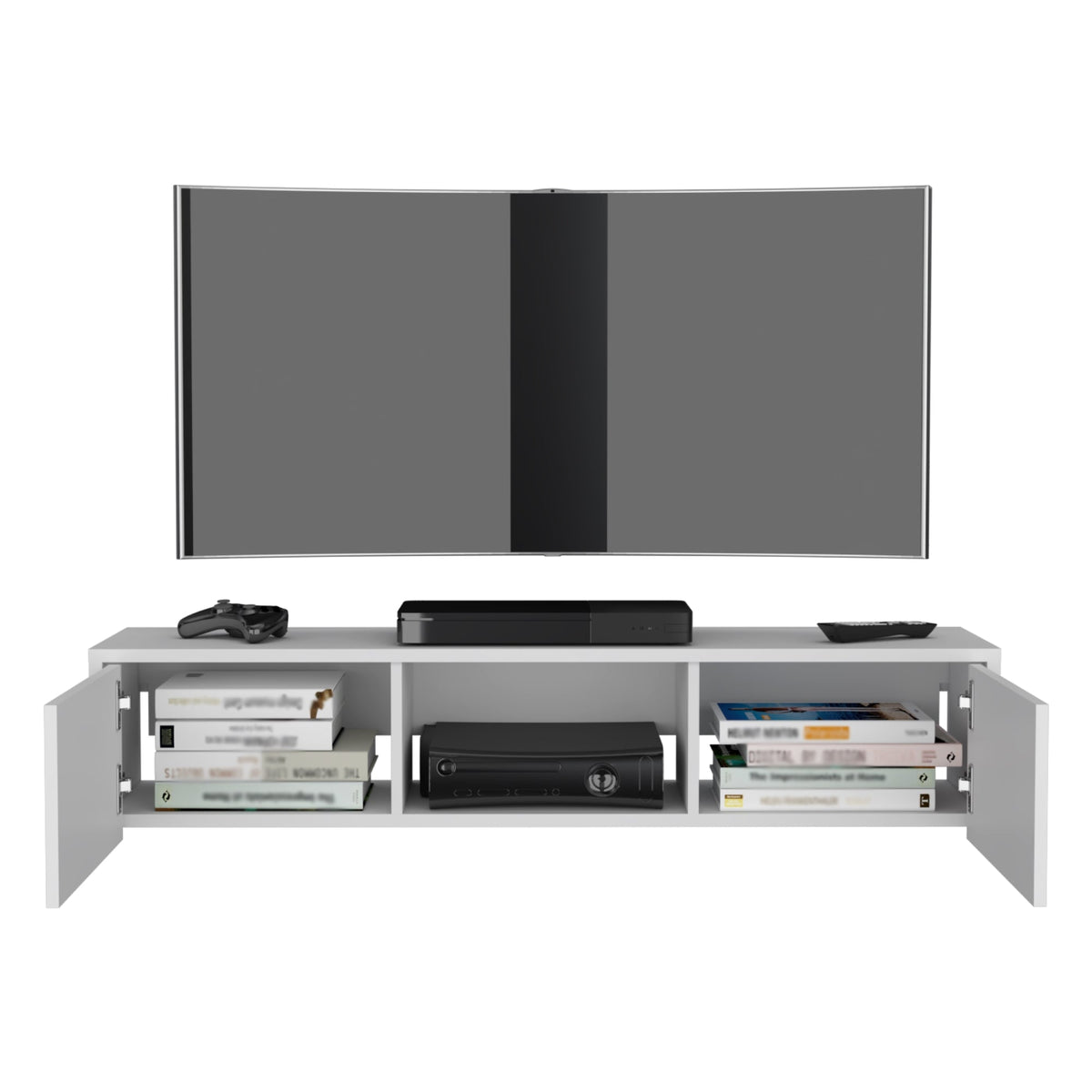 Rack Para Tv Flotante Gleid, Blanco, con Dos Puertas Abatibles - vista 3