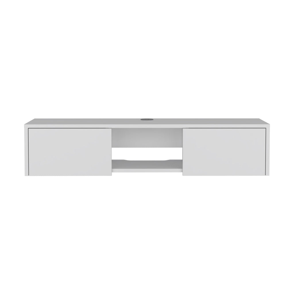 Rack Para Tv Flotante Gleid, Blanco, con Dos Puertas Abatibles - vista 5