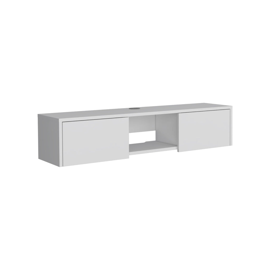 Rack Para Tv Flotante Gleid, Blanco, con Dos Puertas Abatibles - vista 1