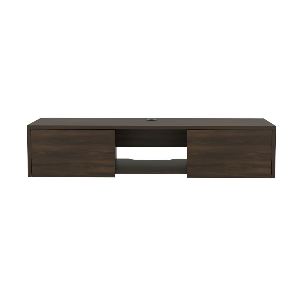 Mesa Para Tv Flotante Gleid, Nogal Europeo, con Dos Puertas Abatibles - vista 7