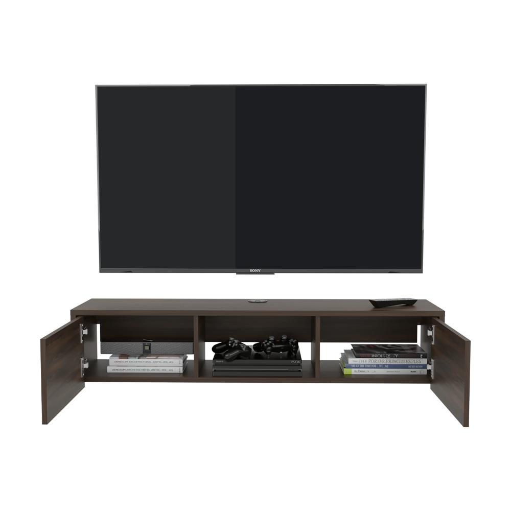 Mesa Para Tv Flotante Gleid, Nogal Europeo, con Dos Puertas Abatibles - vista 1