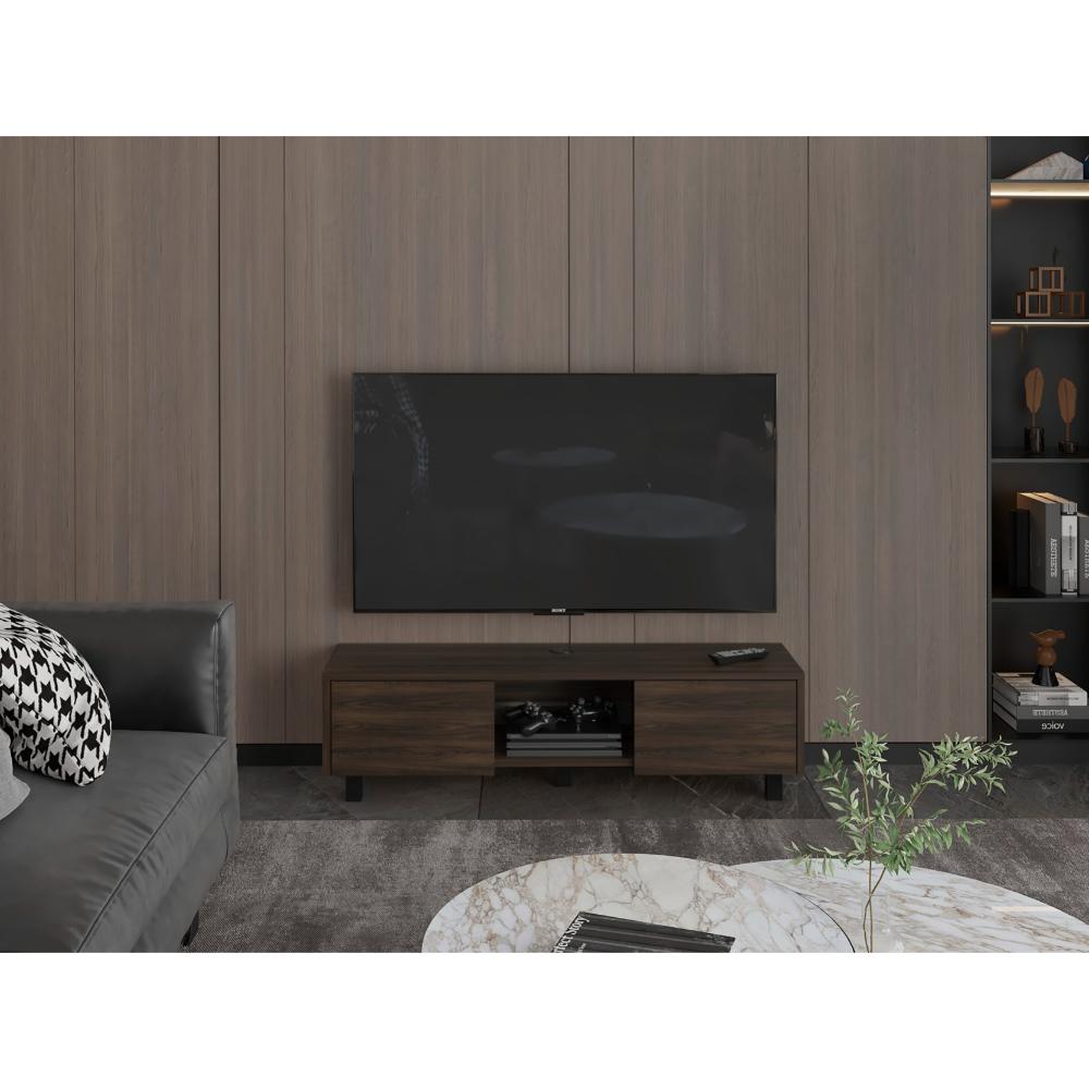 Mesa Para Tv Flotante Gleid, Nogal Europeo, con Dos Puertas Abatibles - vista 5