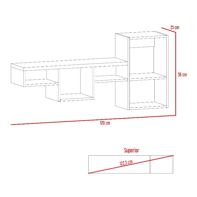 Repisa Wall, Habano, con multiples entrepaños para ubicar objetos - vista 6
