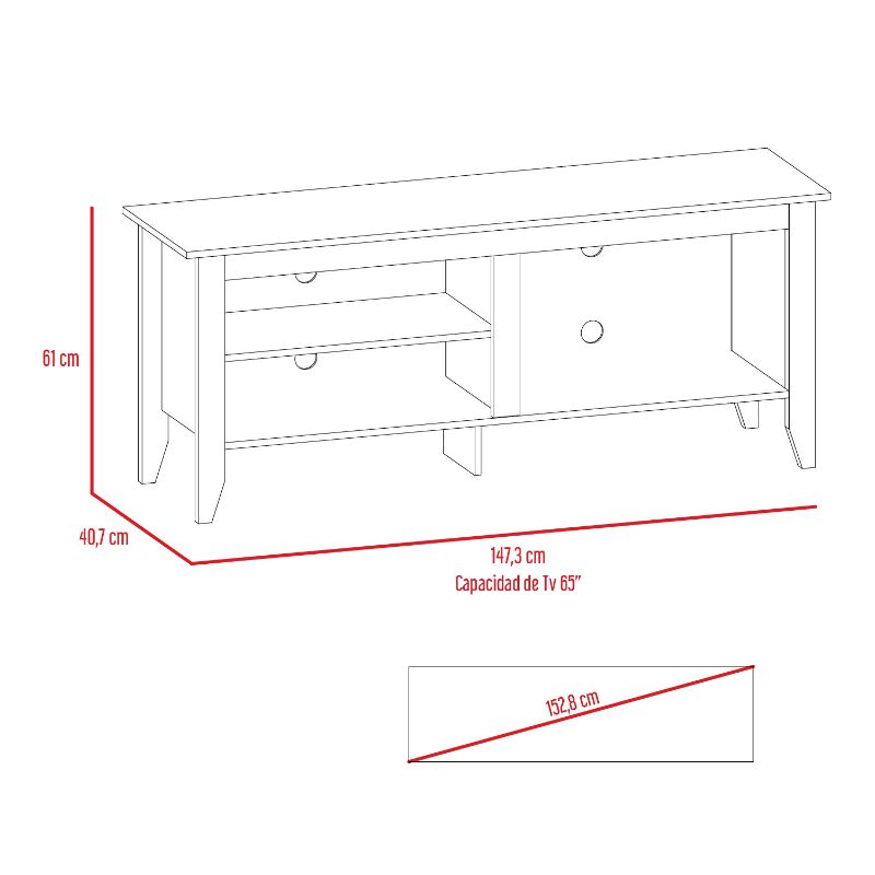 Rack TV Essential, Wengue, con capacidad de 65 pulgadas - vista 5