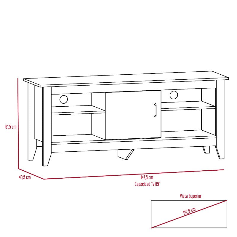 Rack de TV Essential Con Puerta, Wengue y Negro, con capacidad para televisor de 65 pulgadas - vista 7