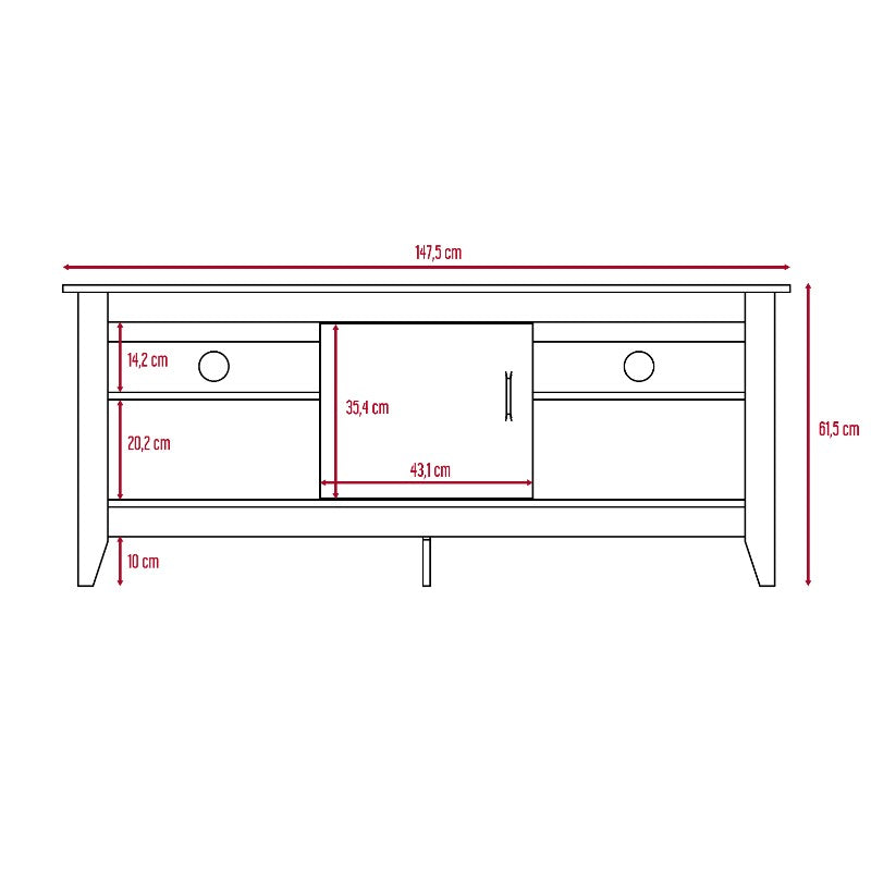 Rack de TV Essential Con Puerta, Wengue y Negro, con capacidad para televisor de 65 pulgadas - vista 8