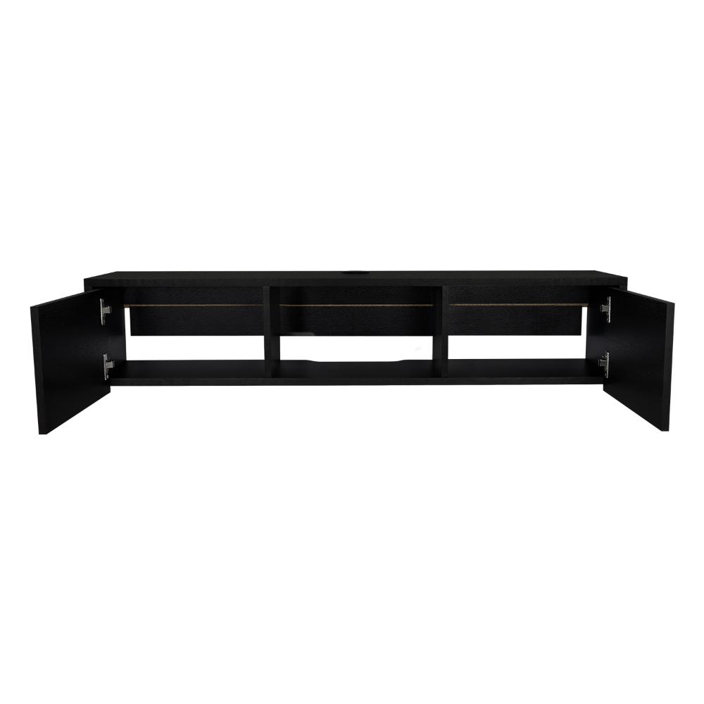 Mesa Para Tv Flotante Gleid, Wengue, con Dos Puertas Abatibles - vista 3