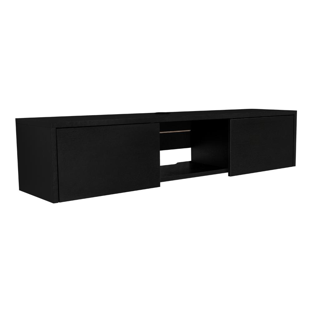 Mesa Para Tv Flotante Gleid, Wengue, con Dos Puertas Abatibles - vista 9
