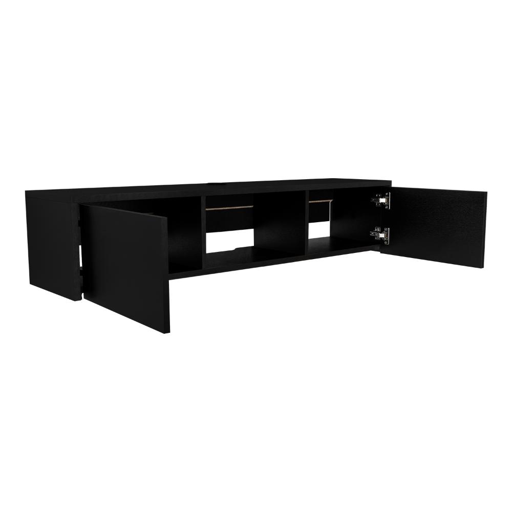 Mesa Para Tv Flotante Gleid, Wengue, con Dos Puertas Abatibles - vista 8