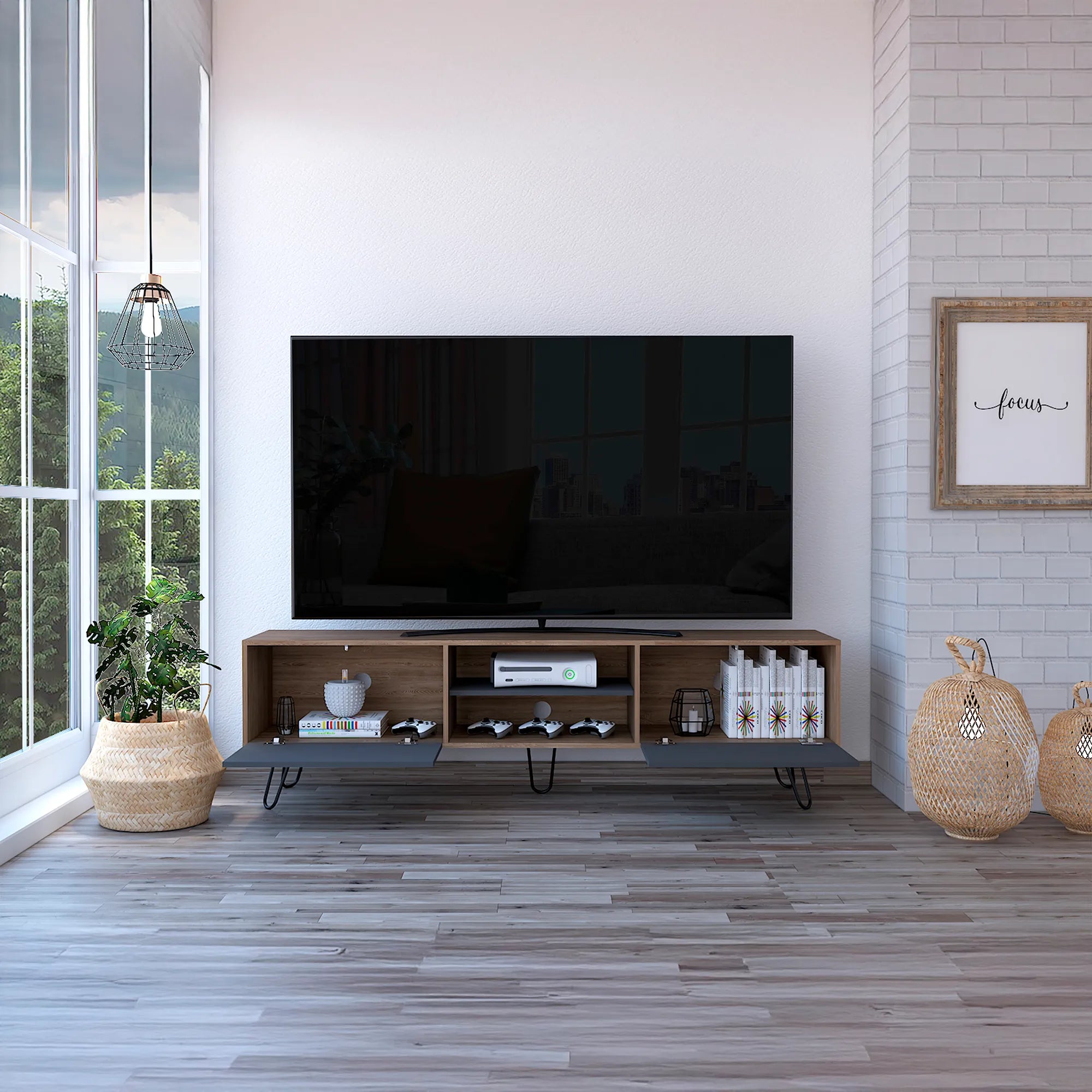 Rack Tv80 Vassel Z-180 - Miel / Plomo