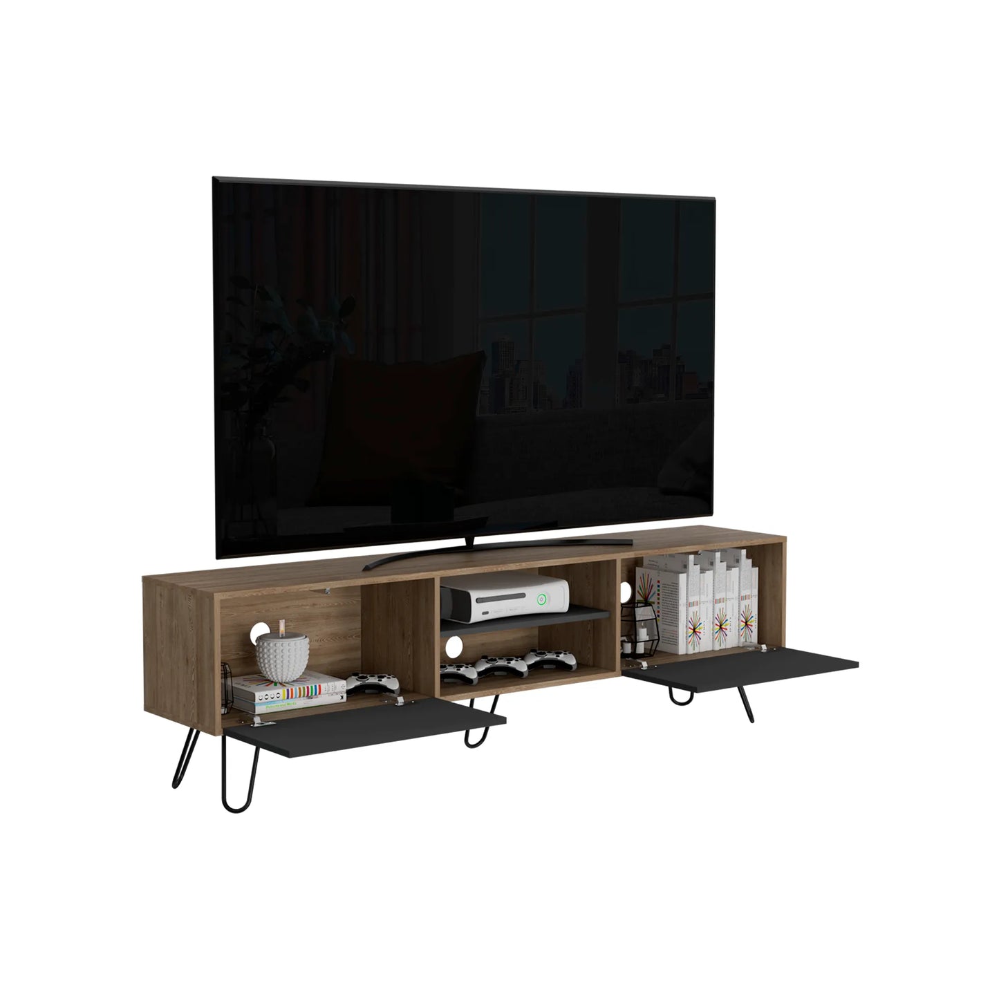 Rack Tv80 Vassel Z-180 - Miel / Plomo