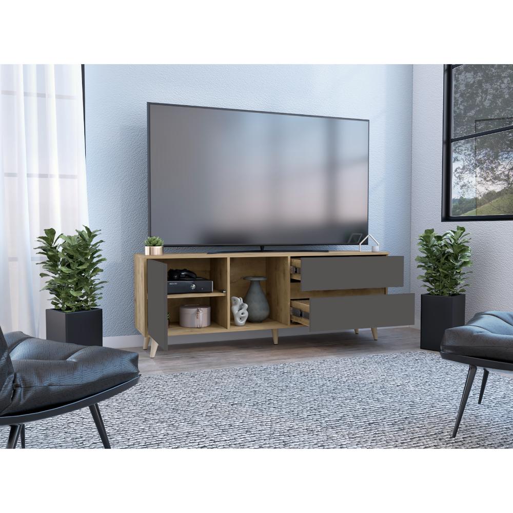 Mesa Para Tv Nashira, Macadamia y Plata Oscuro, con Espacio Para Televisor de Hasta 65 Pulgadas - vista 2