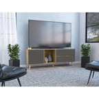 Mesa Para Tv Nashira, Macadamia y Plata Oscuro, con Espacio Para Televisor de Hasta 65 Pulgadas - vista 1