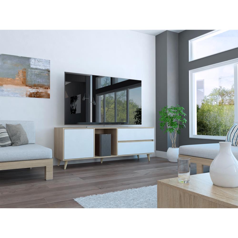 Mesa Para Tv Bored, Beige y Blanco, con Espacio Para Televisor de Hasta 60 Pulgadas - vista 1