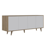 Rack TV Bora, Rovere y Blanco, con cuatro puertas batientes y varios entrepaños - vista 5