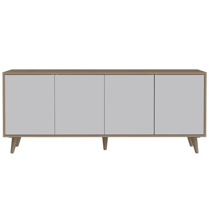 Rack TV Bora, Rovere y Blanco, con cuatro puertas batientes y varios entrepaños - vista 6