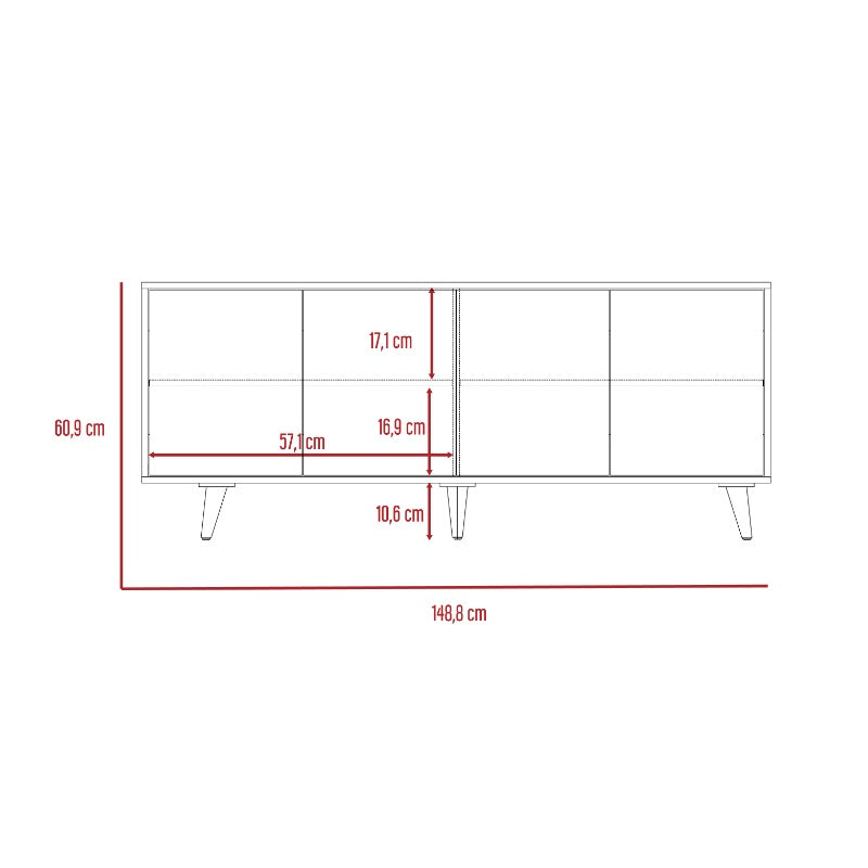 Rack TV Bora, Rovere y Blanco, con cuatro puertas batientes y varios entrepaños - vista 8