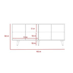 Rack TV Bora, Rovere y Blanco, con cuatro puertas batientes y varios entrepaños - vista 8
