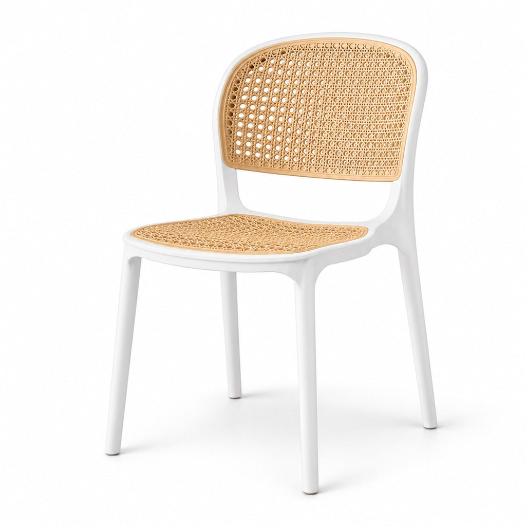 Silla Nest, Color Blanco y Beige, con Espaldar y Asiento en Rejilla - imagen 1