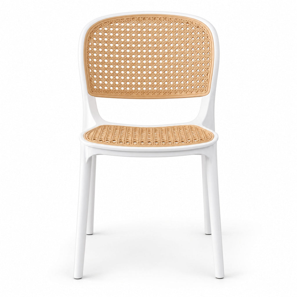 Silla Nest, Color Blanco y Beige, con Espaldar y Asiento en Rejilla - imagen 2