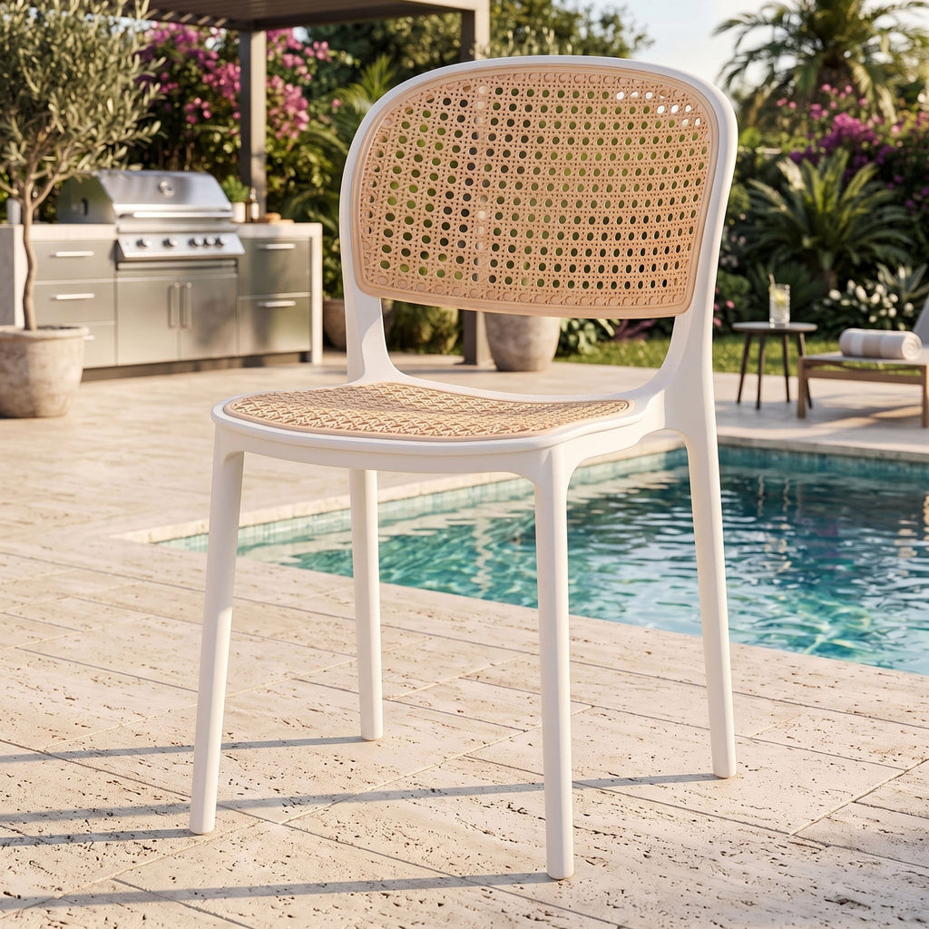 Silla Nest, Color Blanco y Beige, con Espaldar y Asiento en Rejilla - imagen 3