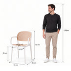 Silla con Brazos Nest, Color Blanco y Beige, con Espaldar y Asiento en Rejilla - imagen 4