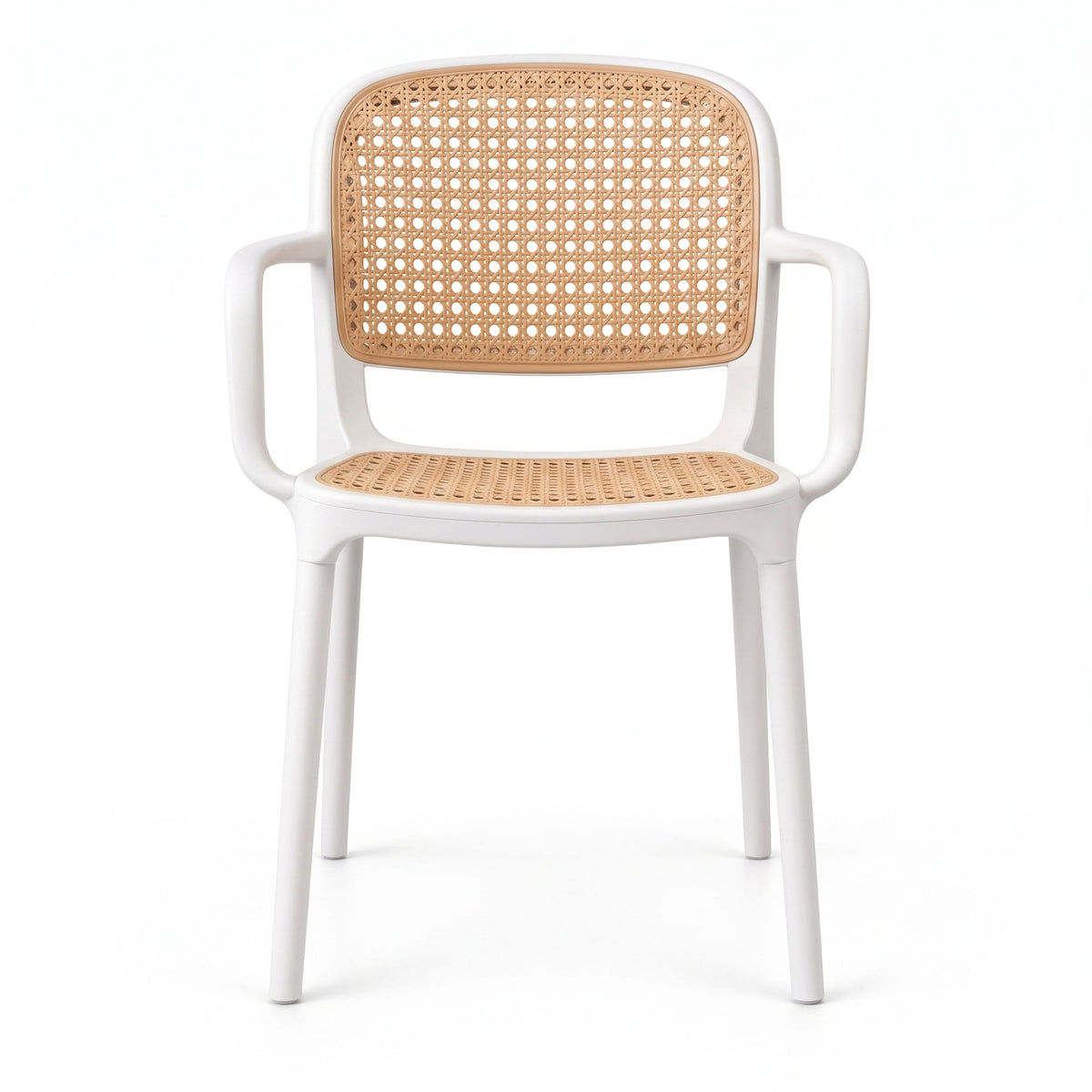 Silla con Brazos Nest, Color Blanco y Beige, con Espaldar y Asiento en Rejilla - imagen 2