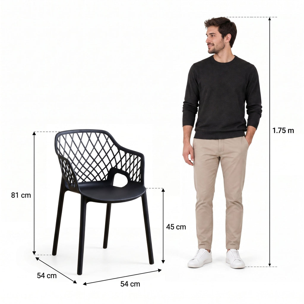 Silla con Brazos Casablanca, Negro, con Espaldar en Diamantes y Estilo Moderno - imagen 4